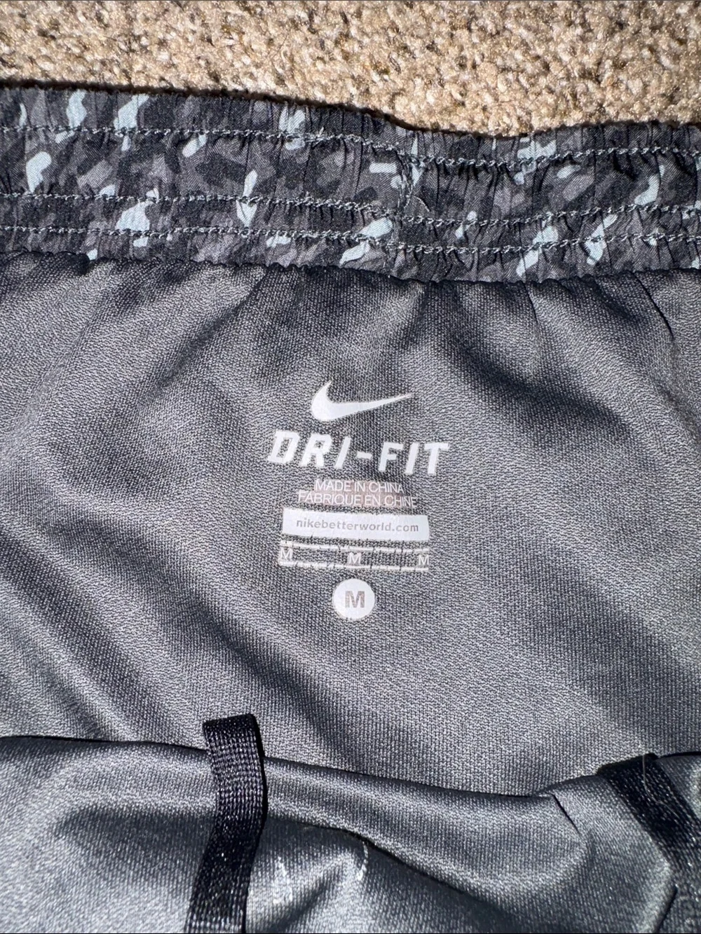 Nike Dri-Fit Women’s Black Heathered Athletic Shorts with Grey Trim